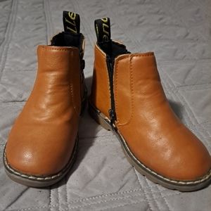 Toddler Girls Chelsea Boots Side Zip Flat Ankle Boots with Elastic Side Tabs